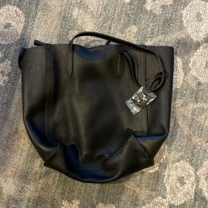 NWT J. Crew Black Leather Tote Bag